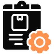 Clipboard with gear icon