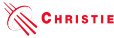 A festive Christmas logo with red candy cane and text.