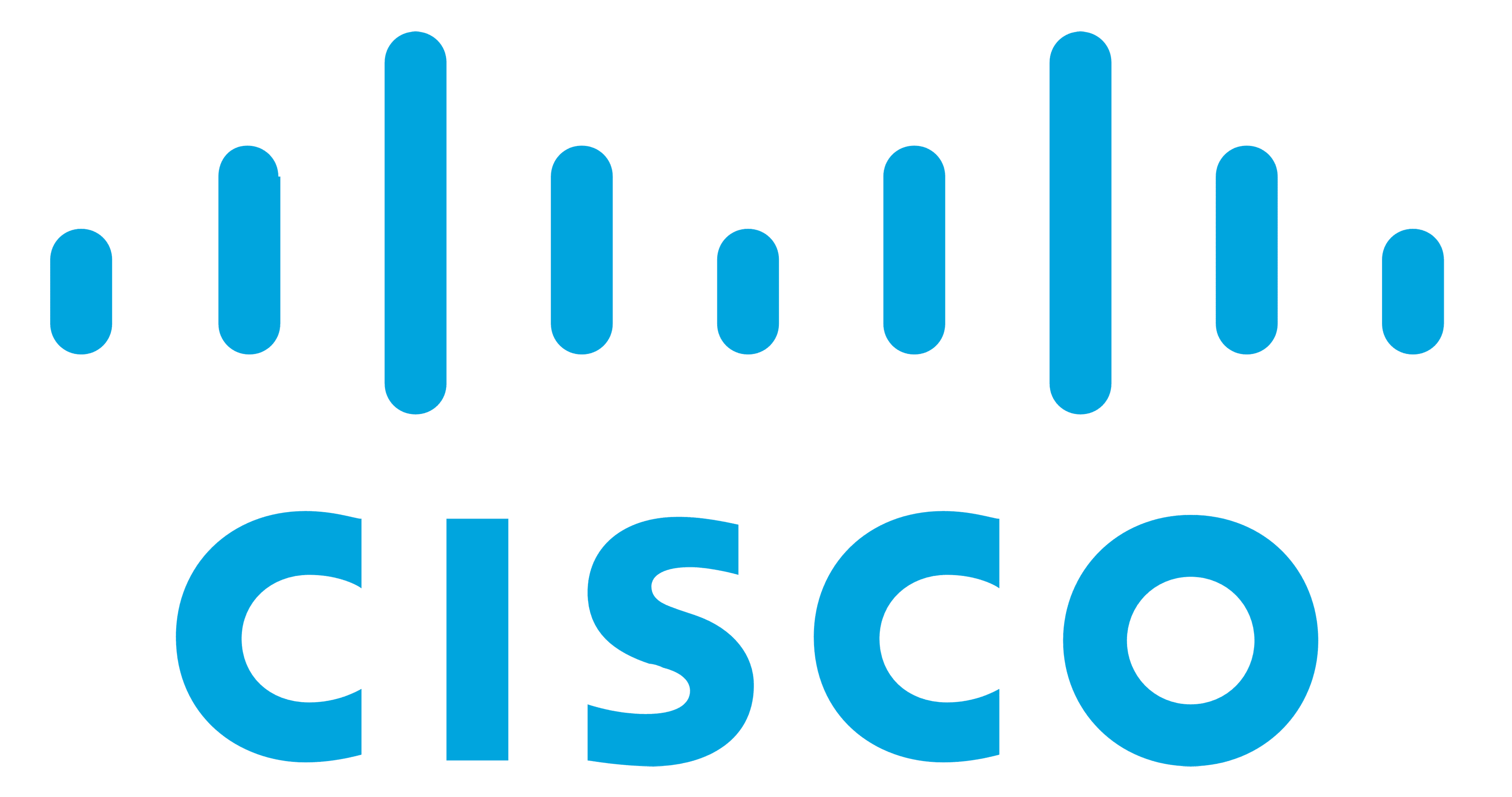 Blue Cisco logo with stylized bridge design.