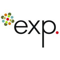 Logo with colorful dots and 'exp.' text.