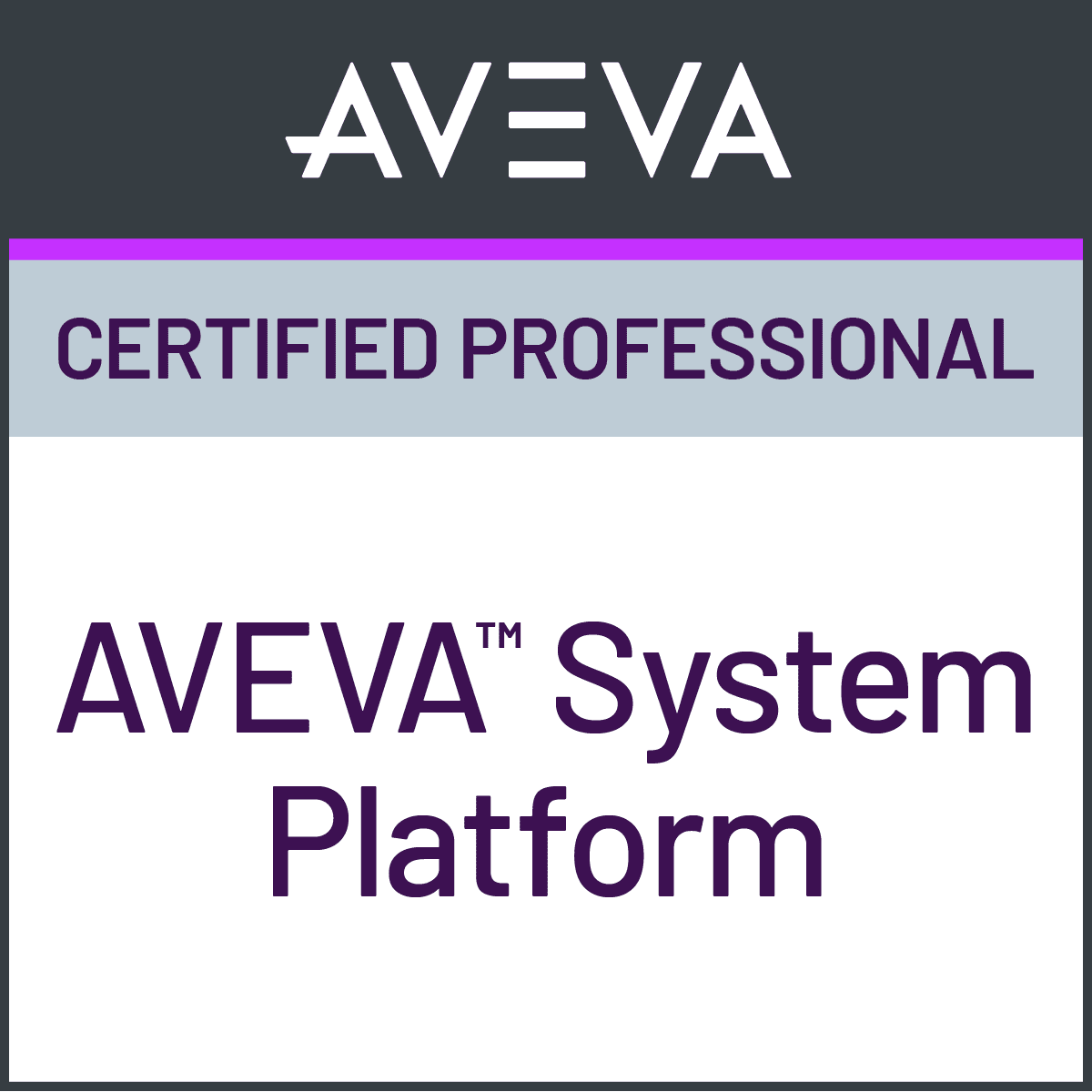 Logo for AVEVA System Platform Certified Professional.